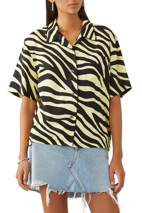 Zebra Print Bowling Shirt